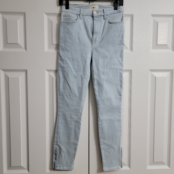 7 For All Mankind Ultra High Rise Skinny Ankle Jeans No Filter Peretti Size 27 - Picture 2 of 9